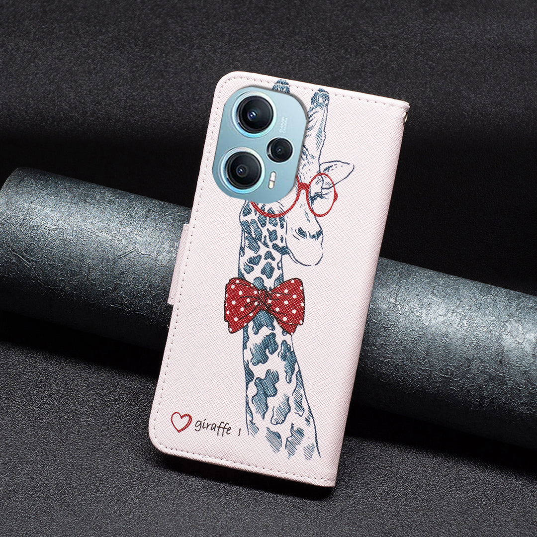 For Xiaomi Poco F5 5G / Redmi Note 12 Turbo Pattern Printing Anti-drop Phone Case Leather Wallet Stand Cover