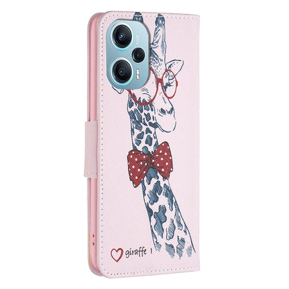 For Xiaomi Poco F5 5G / Redmi Note 12 Turbo Pattern Printing Anti-drop Phone Case Leather Wallet Stand Cover
