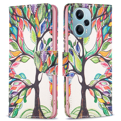 For Xiaomi Poco F5 5G / Redmi Note 12 Turbo Pattern Printing Anti-drop Phone Case Leather Wallet Stand Cover