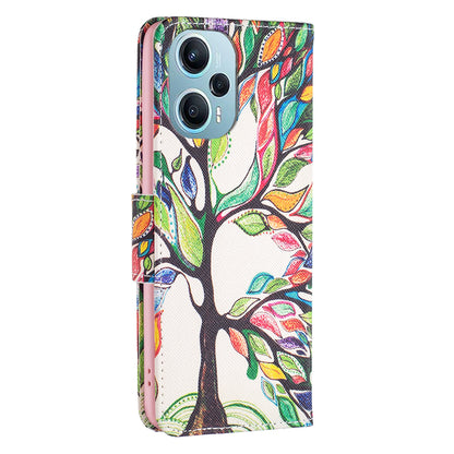 For Xiaomi Poco F5 5G / Redmi Note 12 Turbo Pattern Printing Anti-drop Phone Case Leather Wallet Stand Cover