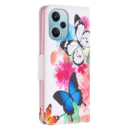 For Xiaomi Poco F5 5G / Redmi Note 12 Turbo Pattern Printing Anti-drop Phone Case Leather Wallet Stand Cover