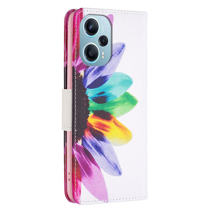 For Xiaomi Poco F5 5G / Redmi Note 12 Turbo Pattern Printing Anti-drop Phone Case Leather Wallet Stand Cover