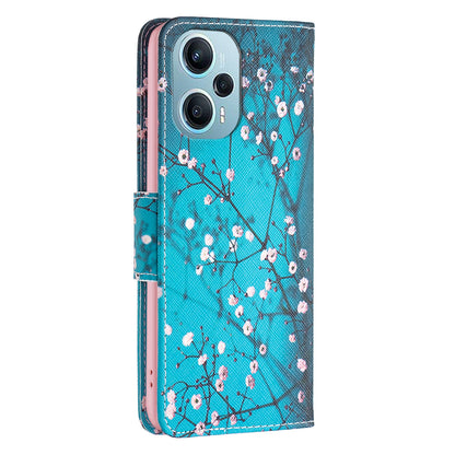 For Xiaomi Poco F5 5G / Redmi Note 12 Turbo Pattern Printing Anti-drop Phone Case Leather Wallet Stand Cover