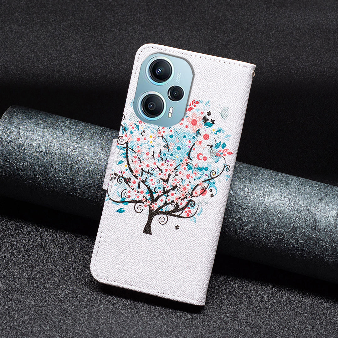 For Xiaomi Poco F5 5G / Redmi Note 12 Turbo Pattern Printing Anti-drop Phone Case Leather Wallet Stand Cover