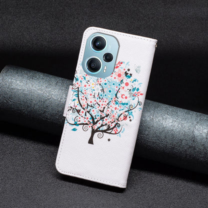 For Xiaomi Poco F5 5G / Redmi Note 12 Turbo Pattern Printing Anti-drop Phone Case Leather Wallet Stand Cover