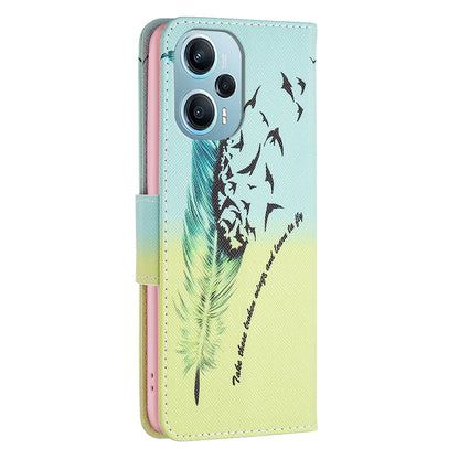 For Xiaomi Poco F5 5G / Redmi Note 12 Turbo Pattern Printing Anti-drop Phone Case Leather Wallet Stand Cover