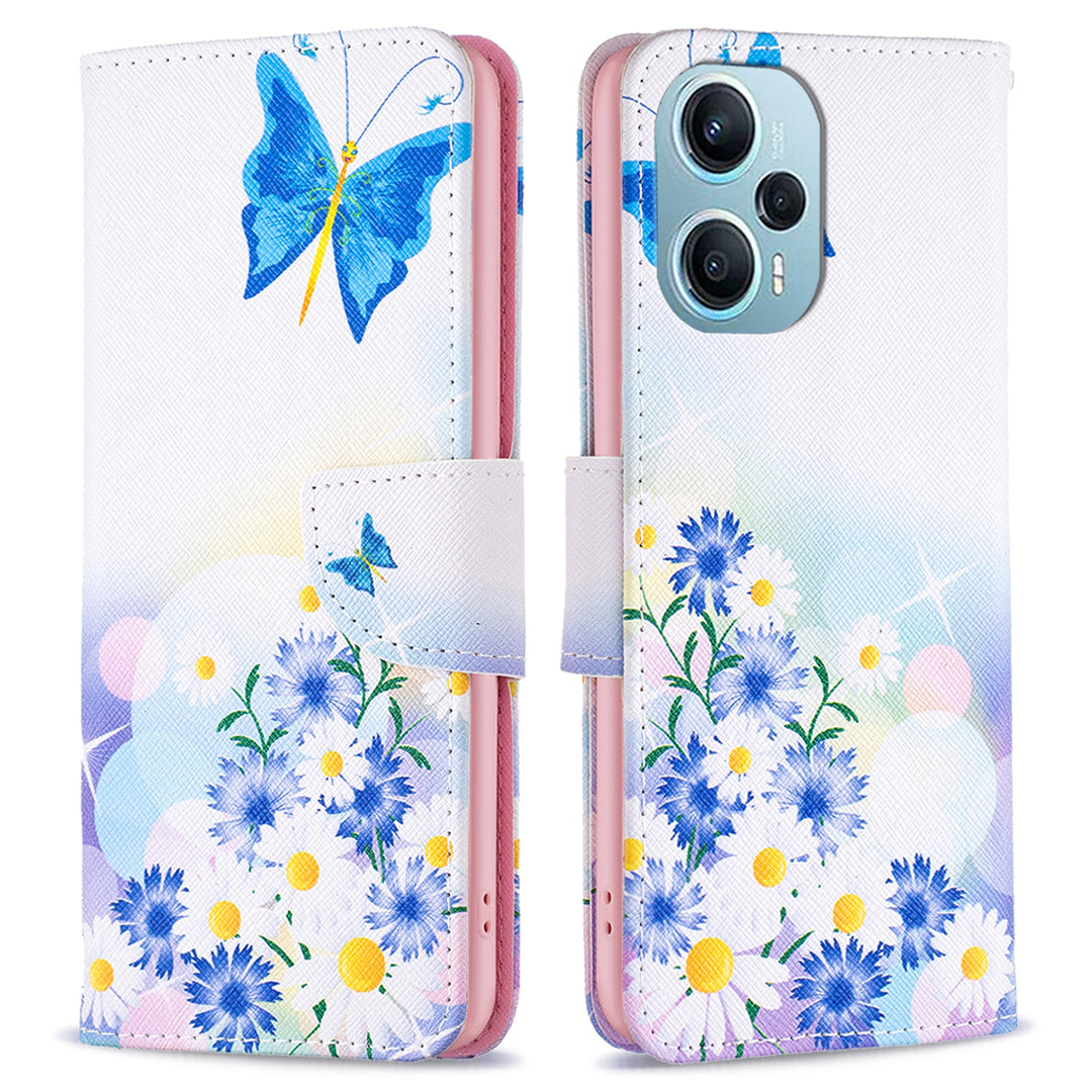 For Xiaomi Poco F5 5G / Redmi Note 12 Turbo Pattern Printing Anti-drop Phone Case Leather Wallet Stand Cover