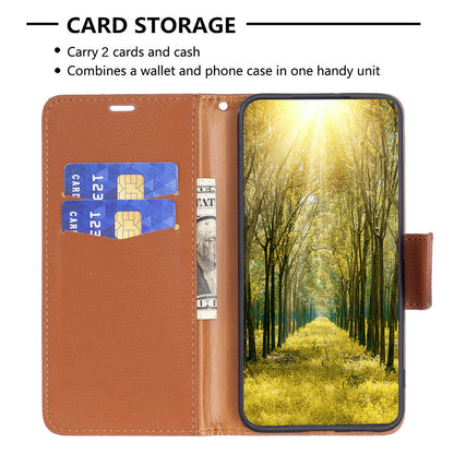 Phone Cover for Xiaomi Poco F5 5G / Redmi Note 12 Turbo , Wallet PU Leather Litchi Texture Flip Stand Phone Case with Strap