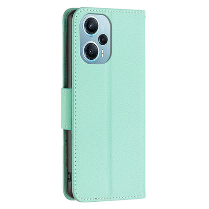 Phone Cover for Xiaomi Poco F5 5G / Redmi Note 12 Turbo , Wallet PU Leather Litchi Texture Flip Stand Phone Case with Strap