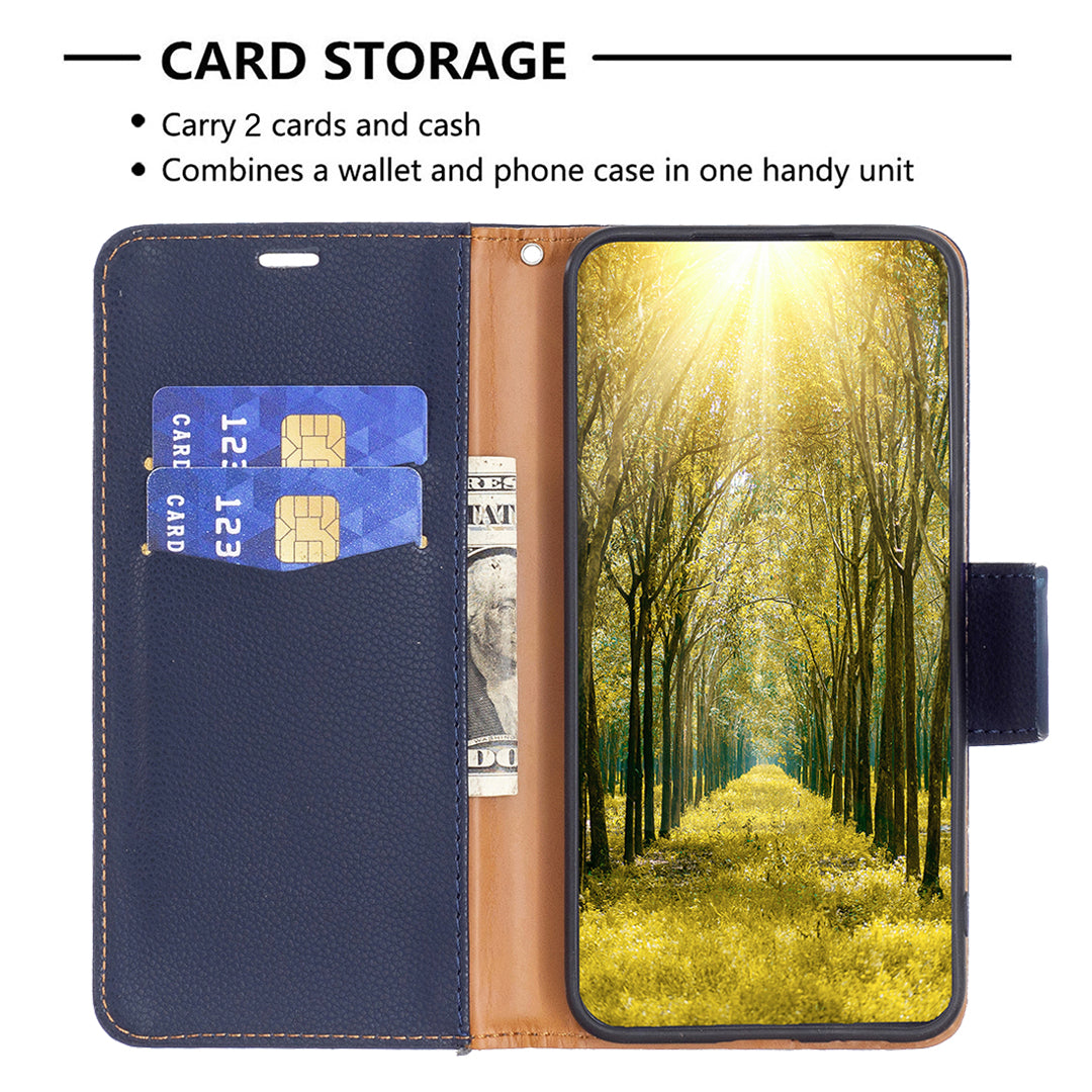 Phone Cover for Xiaomi Poco F5 5G / Redmi Note 12 Turbo , Wallet PU Leather Litchi Texture Flip Stand Phone Case with Strap