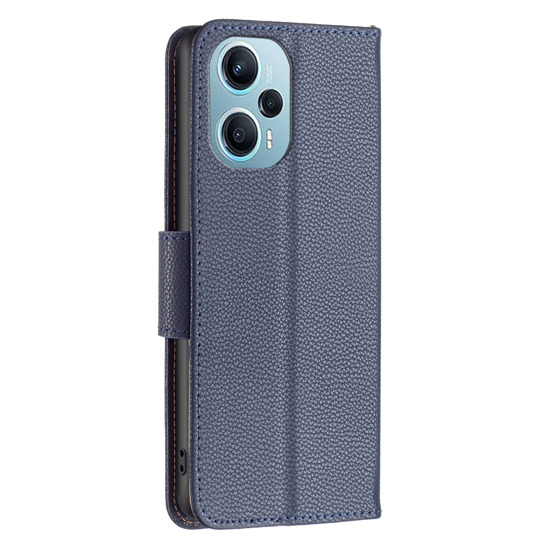 Phone Cover for Xiaomi Poco F5 5G / Redmi Note 12 Turbo , Wallet PU Leather Litchi Texture Flip Stand Phone Case with Strap