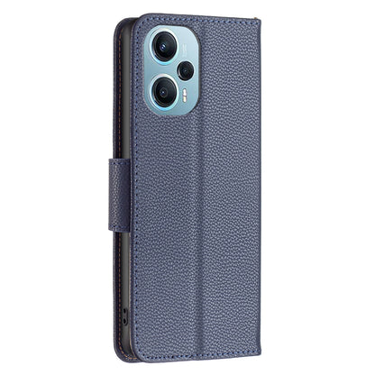 Phone Cover for Xiaomi Poco F5 5G / Redmi Note 12 Turbo , Wallet PU Leather Litchi Texture Flip Stand Phone Case with Strap