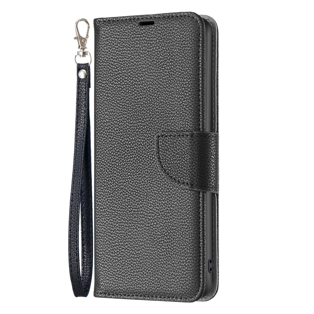 Phone Cover for Xiaomi Poco F5 5G / Redmi Note 12 Turbo , Wallet PU Leather Litchi Texture Flip Stand Phone Case with Strap