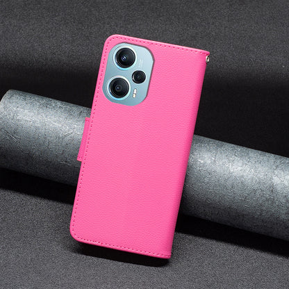 Phone Cover for Xiaomi Poco F5 5G / Redmi Note 12 Turbo , Wallet PU Leather Litchi Texture Flip Stand Phone Case with Strap
