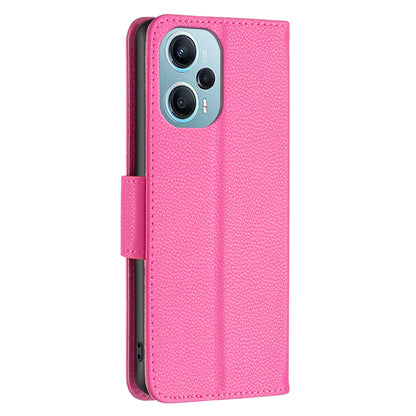 Phone Cover for Xiaomi Poco F5 5G / Redmi Note 12 Turbo , Wallet PU Leather Litchi Texture Flip Stand Phone Case with Strap