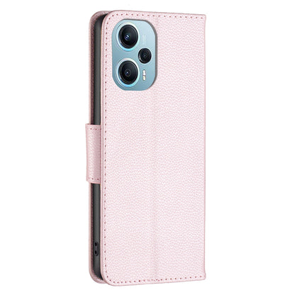 Phone Cover for Xiaomi Poco F5 5G / Redmi Note 12 Turbo , Wallet PU Leather Litchi Texture Flip Stand Phone Case with Strap
