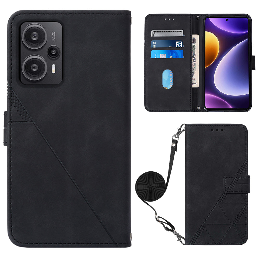 YB Imprinting Series-2 For Xiaomi Poco F5 5G / Redmi Note 12 Turbo Wallet Case Leather Phone Stand Cover