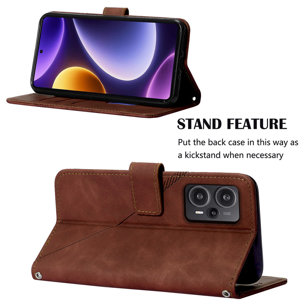 YB Imprinting Series-2 For Xiaomi Poco F5 5G / Redmi Note 12 Turbo Wallet Case Leather Phone Stand Cover