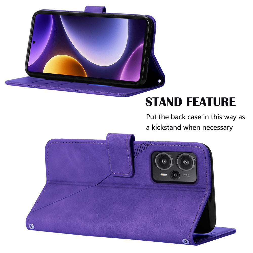 YB Imprinting Series-2 For Xiaomi Poco F5 5G / Redmi Note 12 Turbo Wallet Case Leather Phone Stand Cover