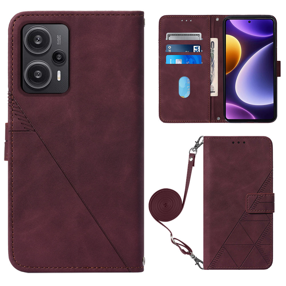 YB Imprinting Series-2 For Xiaomi Poco F5 5G / Redmi Note 12 Turbo Wallet Case Leather Phone Stand Cover