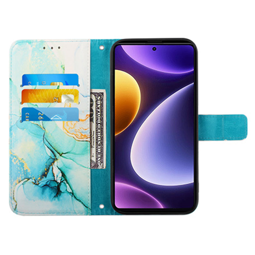 For Xiaomi Poco F5 5G / Redmi Note 12 Turbo Leather Case YB Pattern Printing Leather Series-5 Wallet Stand Phone Cover