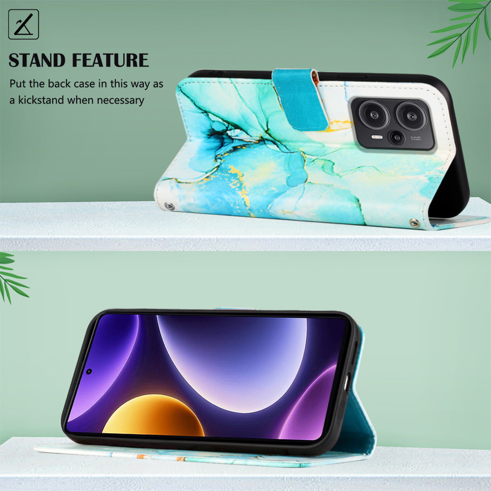 For Xiaomi Poco F5 5G / Redmi Note 12 Turbo Leather Case YB Pattern Printing Leather Series-5 Wallet Stand Phone Cover