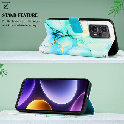 For Xiaomi Poco F5 5G / Redmi Note 12 Turbo Leather Case YB Pattern Printing Leather Series-5 Wallet Stand Phone Cover