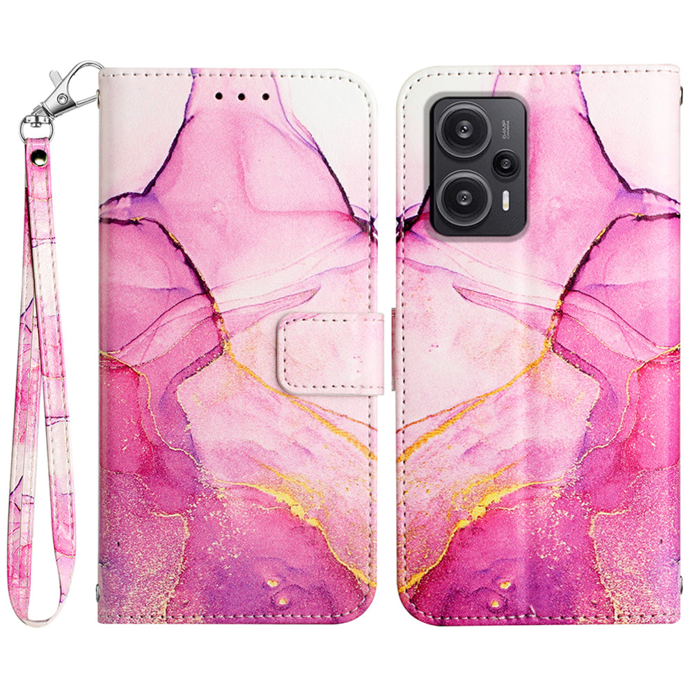 For Xiaomi Poco F5 5G / Redmi Note 12 Turbo Leather Case YB Pattern Printing Leather Series-5 Wallet Stand Phone Cover