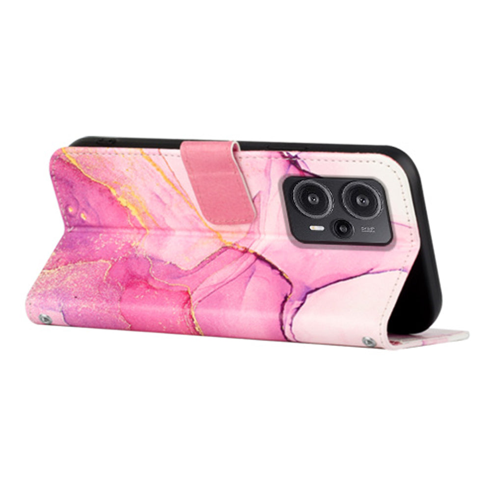 For Xiaomi Poco F5 5G / Redmi Note 12 Turbo Leather Case YB Pattern Printing Leather Series-5 Wallet Stand Phone Cover