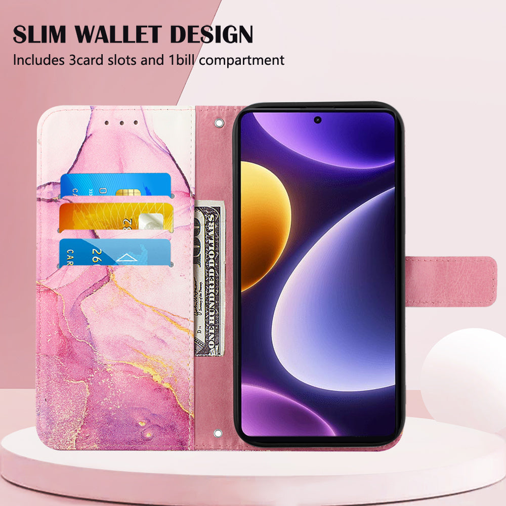 For Xiaomi Poco F5 5G / Redmi Note 12 Turbo Leather Case YB Pattern Printing Leather Series-5 Wallet Stand Phone Cover