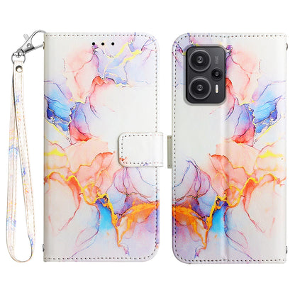For Xiaomi Poco F5 5G / Redmi Note 12 Turbo Leather Case YB Pattern Printing Leather Series-5 Wallet Stand Phone Cover