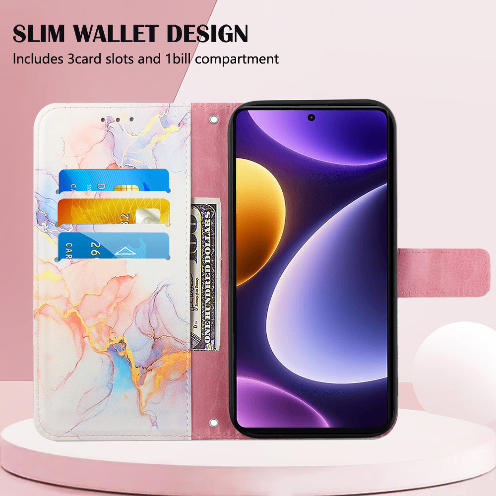 For Xiaomi Poco F5 5G / Redmi Note 12 Turbo Leather Case YB Pattern Printing Leather Series-5 Wallet Stand Phone Cover