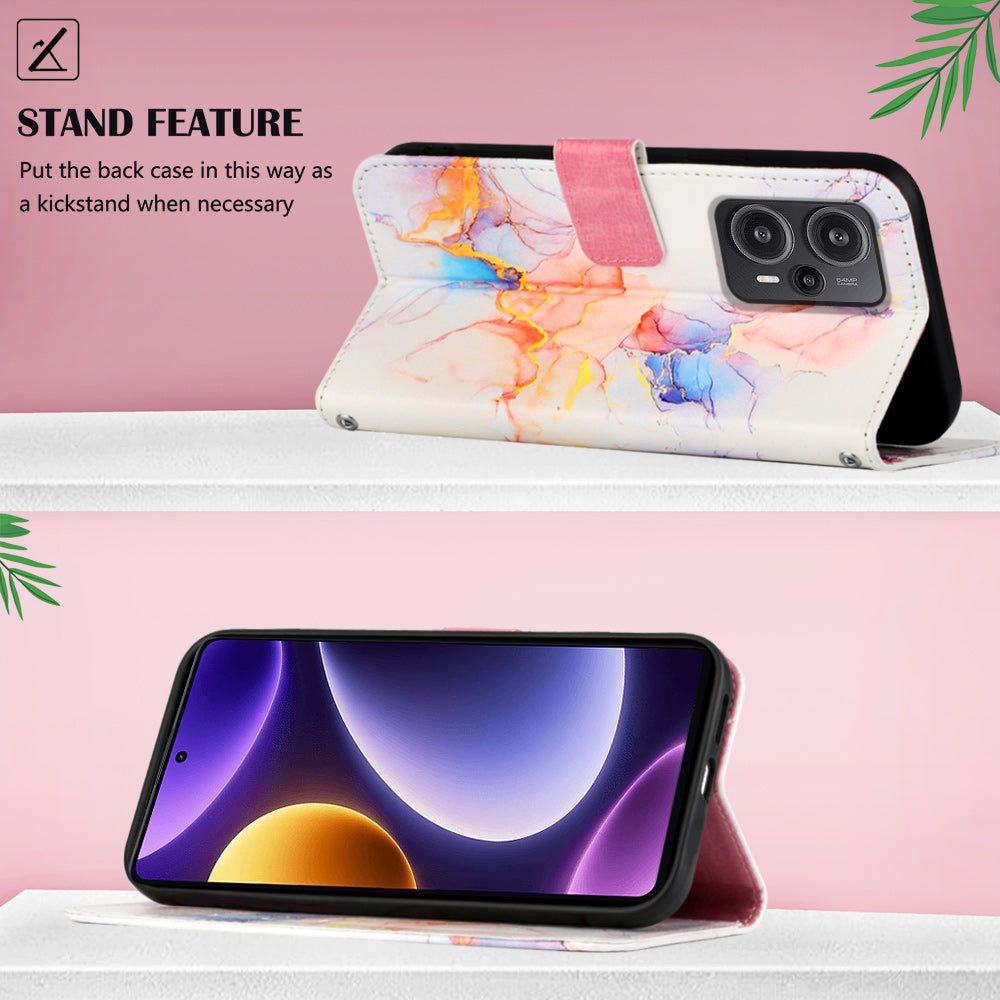 For Xiaomi Poco F5 5G / Redmi Note 12 Turbo Leather Case YB Pattern Printing Leather Series-5 Wallet Stand Phone Cover