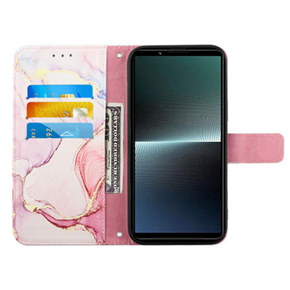 YB Pattern Printing Leather Series-5 for Sony Xperia 1 V Leather Phone Case Marble Pattern Wallet Stand Cover