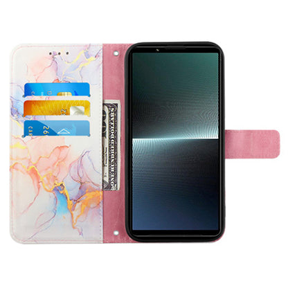 YB Pattern Printing Leather Series-5 for Sony Xperia 1 V Leather Phone Case Marble Pattern Wallet Stand Cover