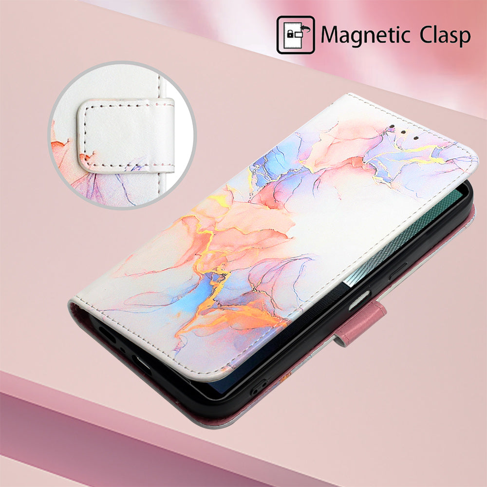 YB Pattern Printing Leather Series-5 for Sony Xperia 1 V Leather Phone Case Marble Pattern Wallet Stand Cover