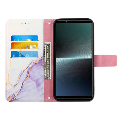 YB Pattern Printing Leather Series-5 for Sony Xperia 1 V Leather Phone Case Marble Pattern Wallet Stand Cover
