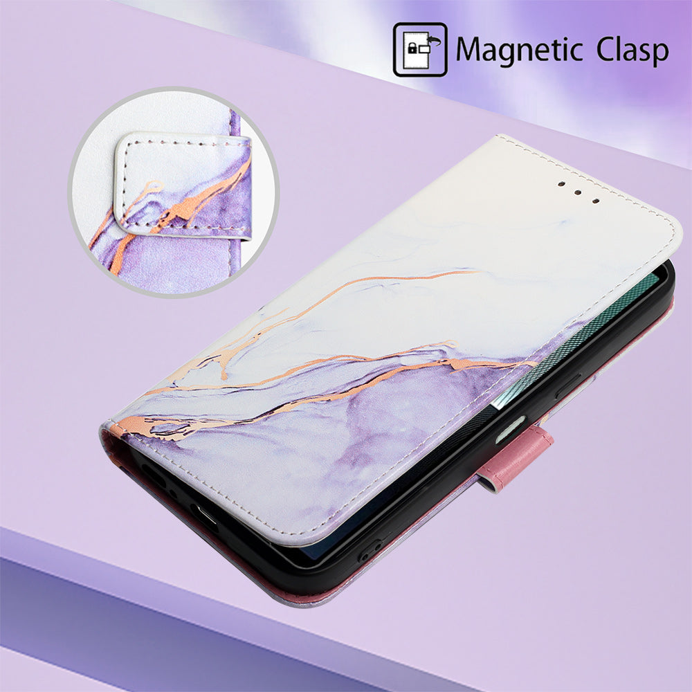 YB Pattern Printing Leather Series-5 for Sony Xperia 1 V Leather Phone Case Marble Pattern Wallet Stand Cover