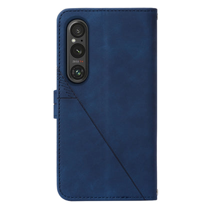 YB Imprinting Series-2 For Sony Xperia 1 V Leather Phone Case Wallet Stand Cover with Shoulder Strap