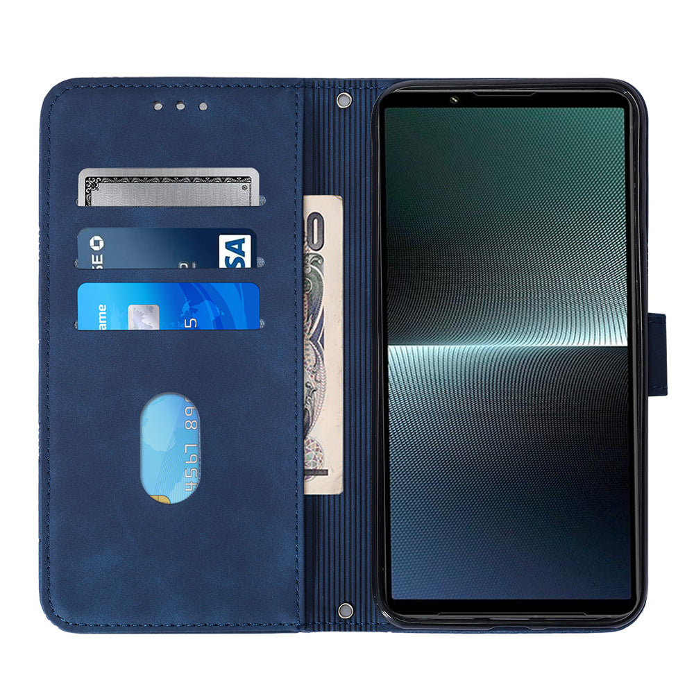 YB Imprinting Series-2 For Sony Xperia 1 V Leather Phone Case Wallet Stand Cover with Shoulder Strap