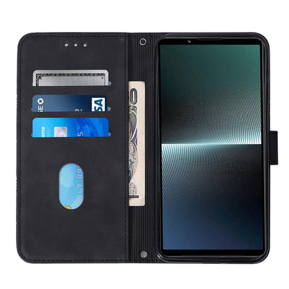 YB Imprinting Series-2 For Sony Xperia 1 V Leather Phone Case Wallet Stand Cover with Shoulder Strap