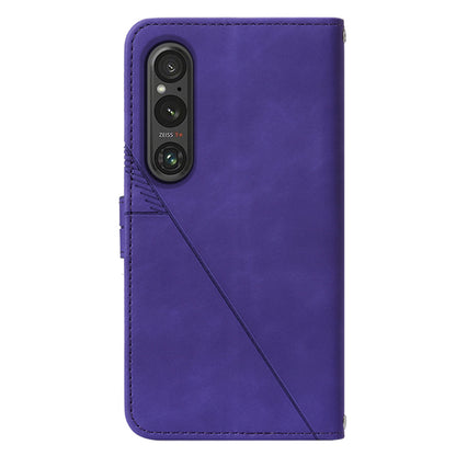 YB Imprinting Series-2 For Sony Xperia 1 V Leather Phone Case Wallet Stand Cover with Shoulder Strap