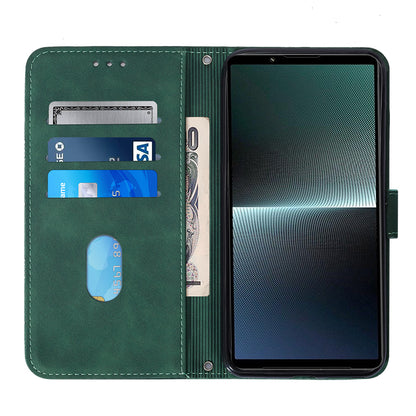 YB Imprinting Series-2 For Sony Xperia 1 V Leather Phone Case Wallet Stand Cover with Shoulder Strap