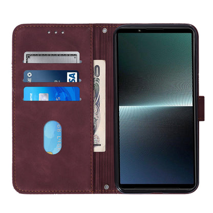 YB Imprinting Series-2 For Sony Xperia 1 V Leather Phone Case Wallet Stand Cover with Shoulder Strap
