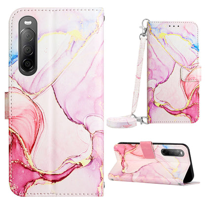 For Sony Xperia 10 V YB Pattern Printing Leather Series-6 Wallet Phone Cover PU Leather Marble Pattern  Stand Case