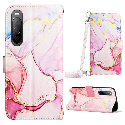For Sony Xperia 10 V YB Pattern Printing Leather Series-6 Wallet Phone Cover PU Leather Marble Pattern  Stand Case