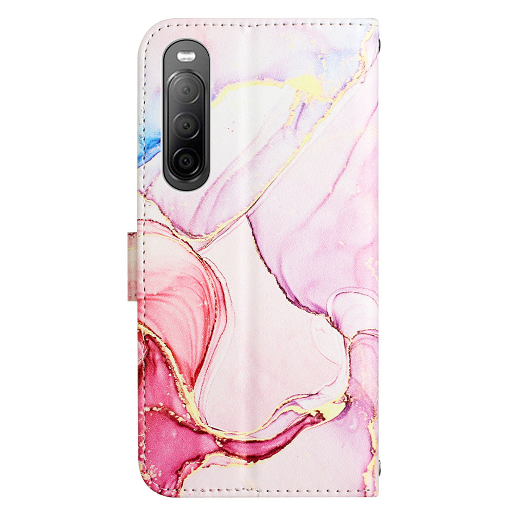 For Sony Xperia 10 V YB Pattern Printing Leather Series-6 Wallet Phone Cover PU Leather Marble Pattern  Stand Case