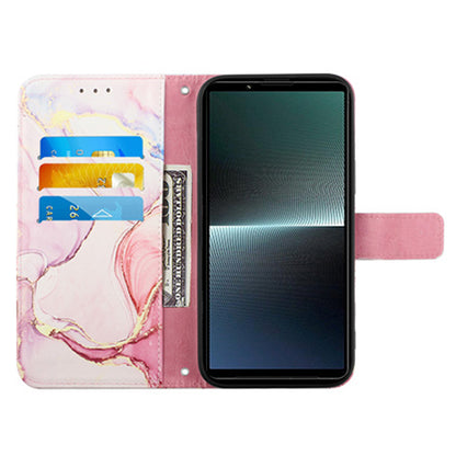 For Sony Xperia 10 V YB Pattern Printing Leather Series-6 Wallet Phone Cover PU Leather Marble Pattern  Stand Case