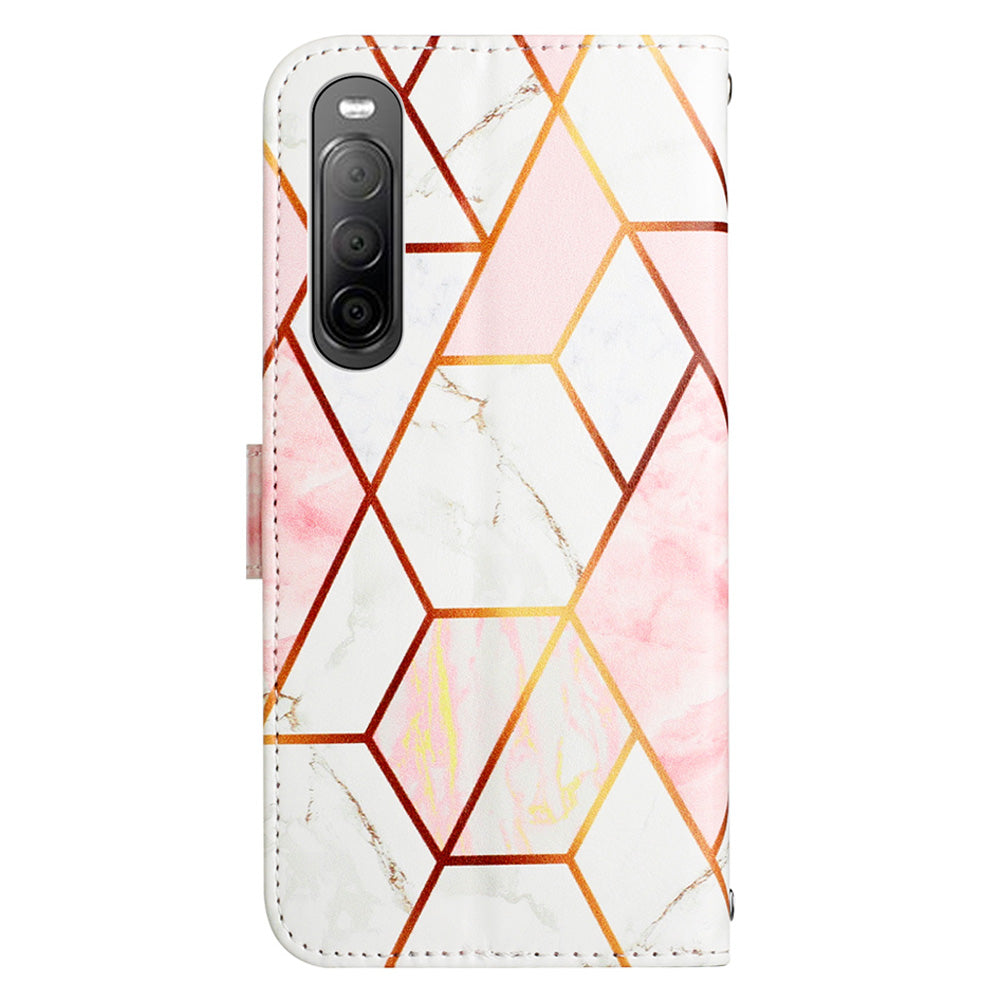 For Sony Xperia 10 V YB Pattern Printing Leather Series-6 Wallet Phone Cover PU Leather Marble Pattern  Stand Case