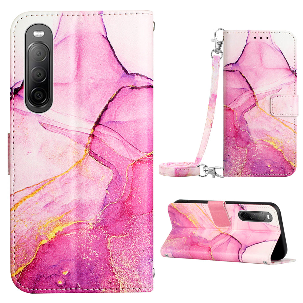 For Sony Xperia 10 V YB Pattern Printing Leather Series-6 Wallet Phone Cover PU Leather Marble Pattern  Stand Case